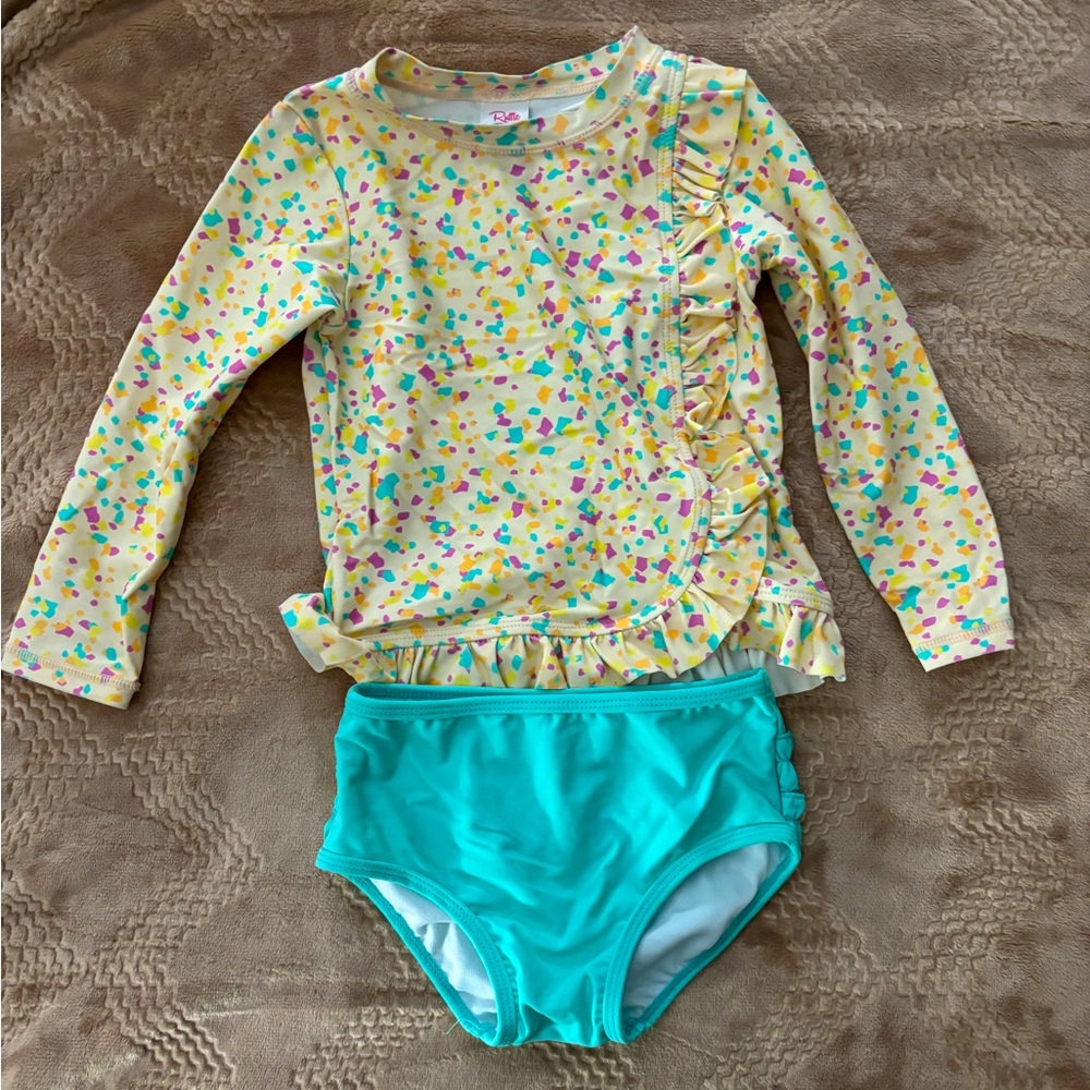 Ruffle Butt swimsuit two piece in confetti